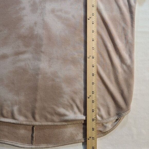 Cupio Beige Marbled Shirt L Cap Sleeve High-Low Medium Weight Knit Top - Picture 4 of 6